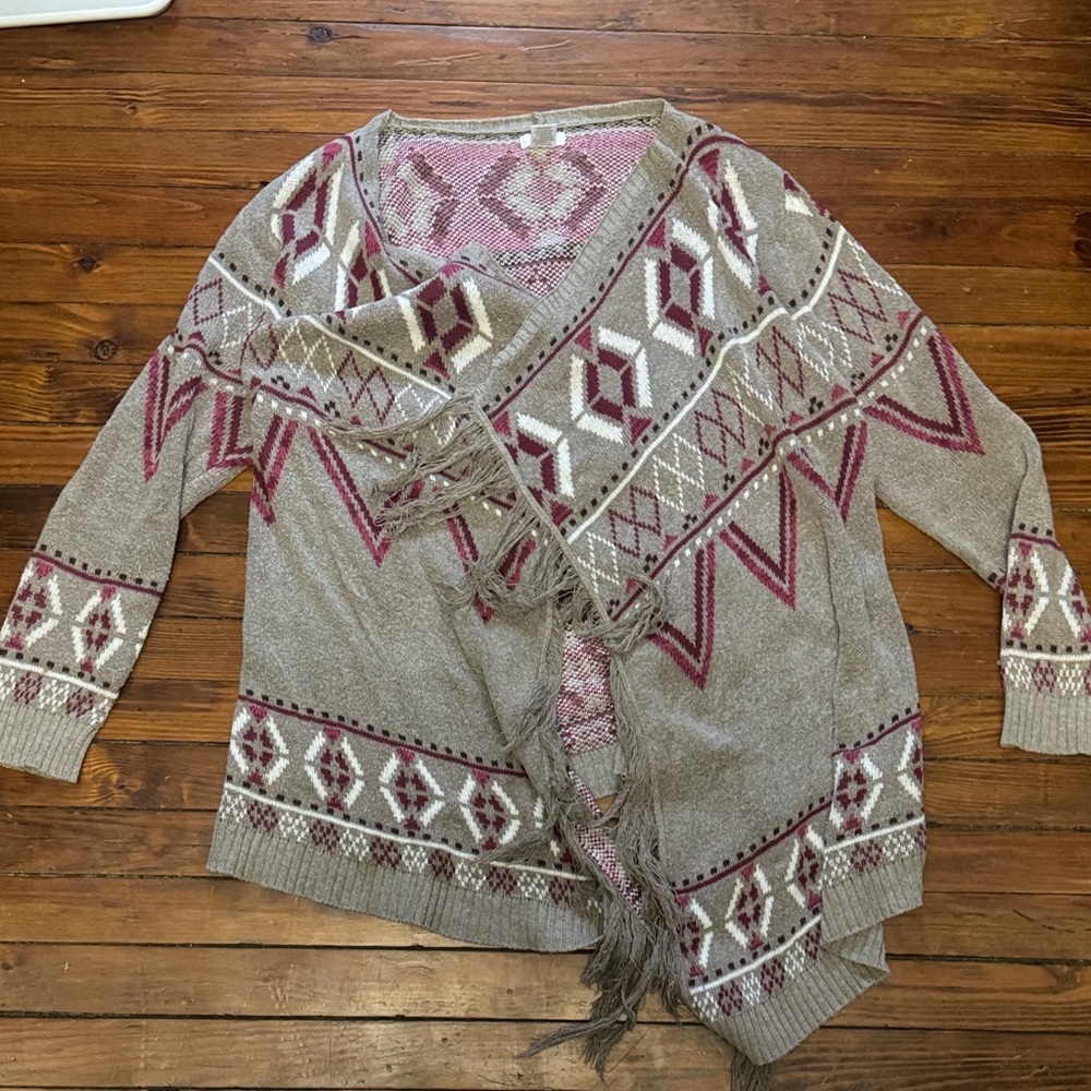Wrangler Women's Geometric Cardigan - Taupe and Rose